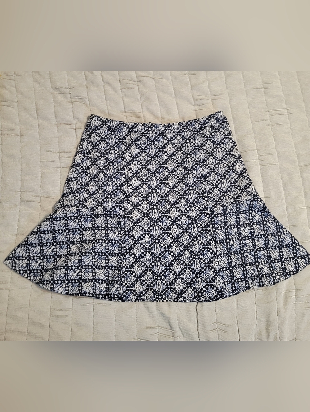 MICHAEL Michael Kors Blue and White Patterned Mini Skirt